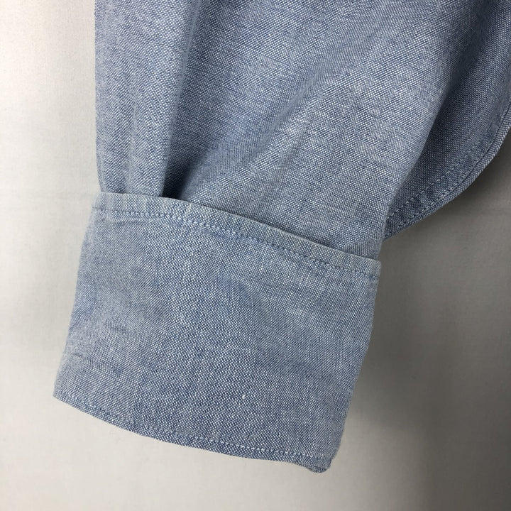 1990'S Ralph Lauren CHAPS long-sleeved button-down shirt, made in the USA, men's size L equivalent. cotton Blue type light blue Vintage Second Hand