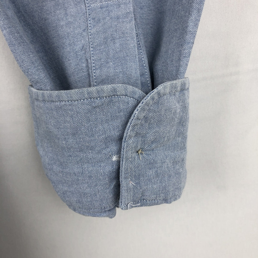 1990'S Ralph Lauren CHAPS long-sleeved button-down shirt, made in the USA, men's size L equivalent. cotton Blue type light blue Vintage Second Hand