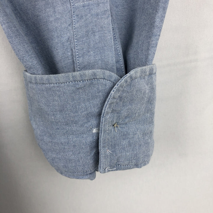 1990'S Ralph Lauren CHAPS long-sleeved button-down shirt, made in the USA, men's size L equivalent. cotton Blue type light blue Vintage Second Hand