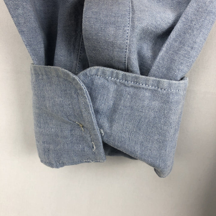 1990'S Ralph Lauren CHAPS long-sleeved button-down shirt, made in the USA, men's size L equivalent. cotton Blue type light blue Vintage Second Hand