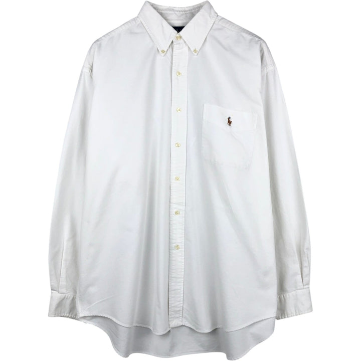Ralph Lauren BIG SHIRT Long sleeve button down shirt Men's size L cotton white type Vintage Second Hand
