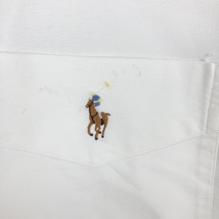 Ralph Lauren BIG SHIRT Long sleeve button down shirt Men's size L cotton white type Vintage Second Hand