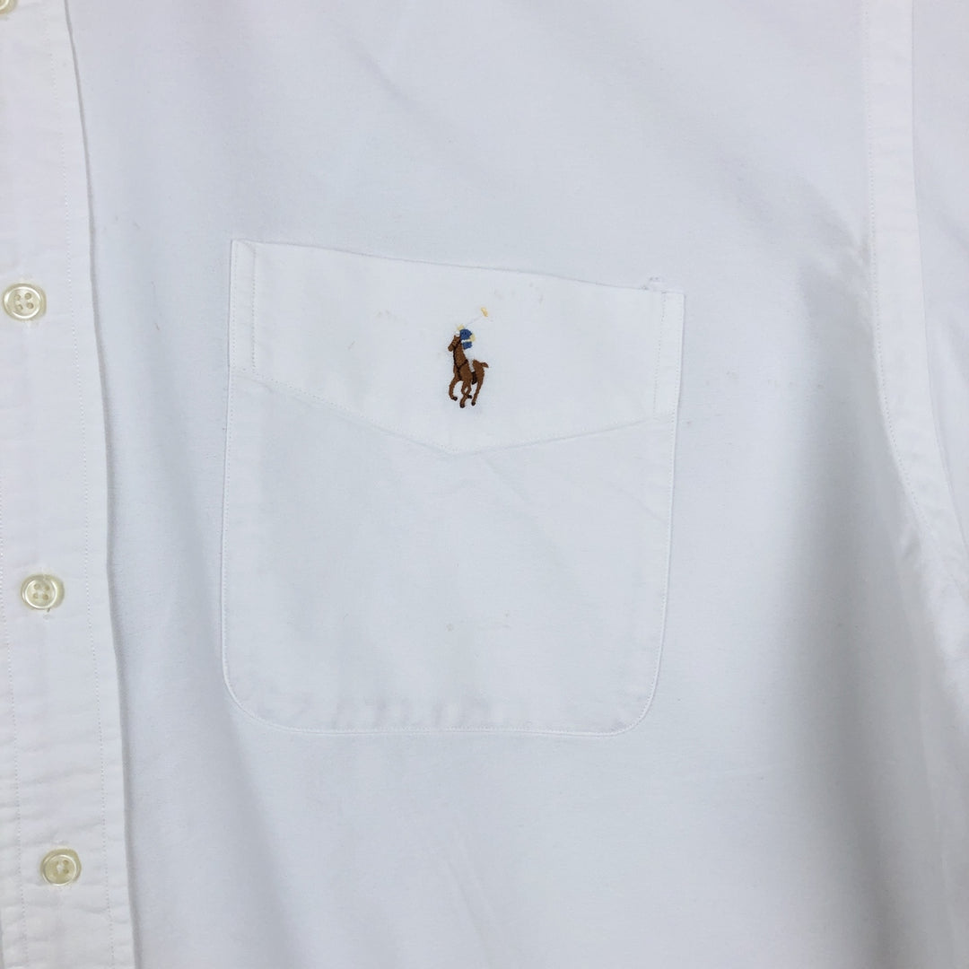 Ralph Lauren BIG SHIRT Long sleeve button down shirt Men's size L cotton white type Vintage Second Hand