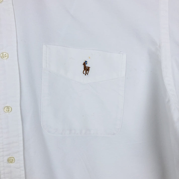 Ralph Lauren BIG SHIRT Long sleeve button down shirt Men's size L cotton white type Vintage Second Hand
