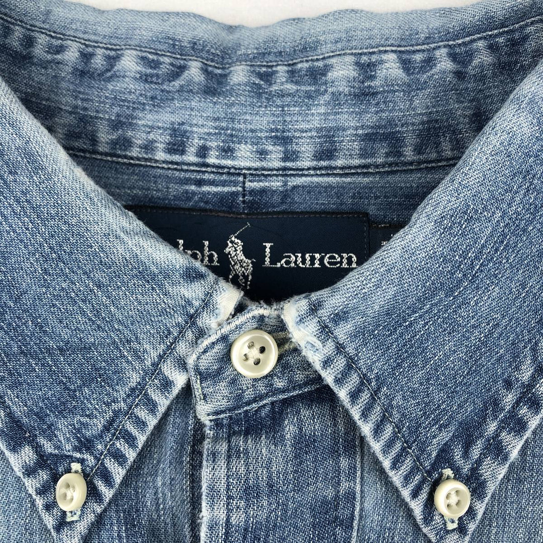 Ralph Lauren CLASSIC FIT Long-Sleeve Button-Down Denim Shirt, Men's Size XL (approx.) cotton blue type Vintage Second Hand