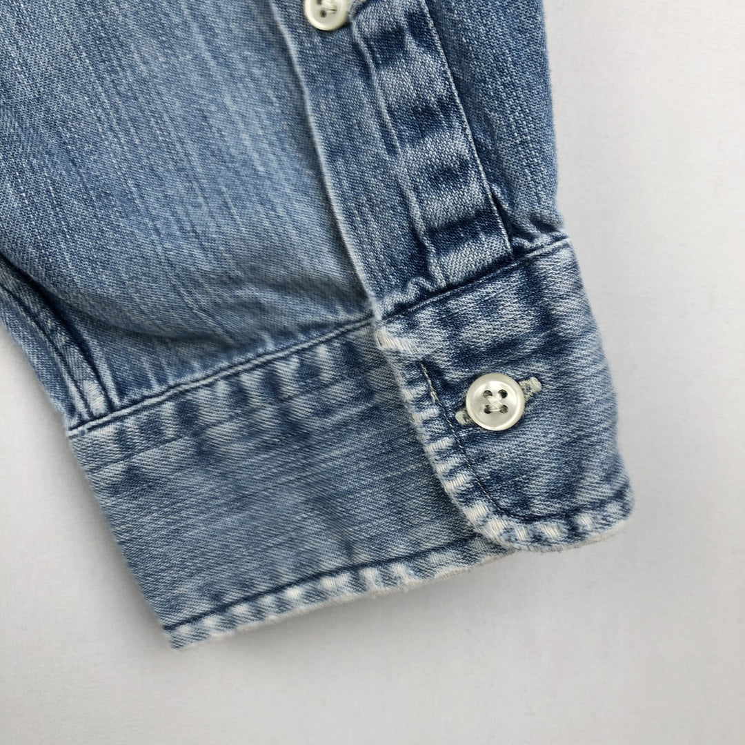 Ralph Lauren CLASSIC FIT Long-Sleeve Button-Down Denim Shirt, Men's Size XL (approx.) cotton blue type Vintage Second Hand