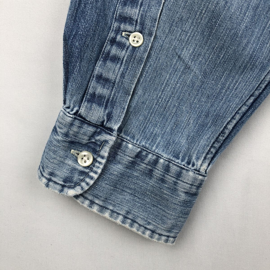Ralph Lauren CLASSIC FIT Long-Sleeve Button-Down Denim Shirt, Men's Size XL (approx.) cotton blue type Vintage Second Hand