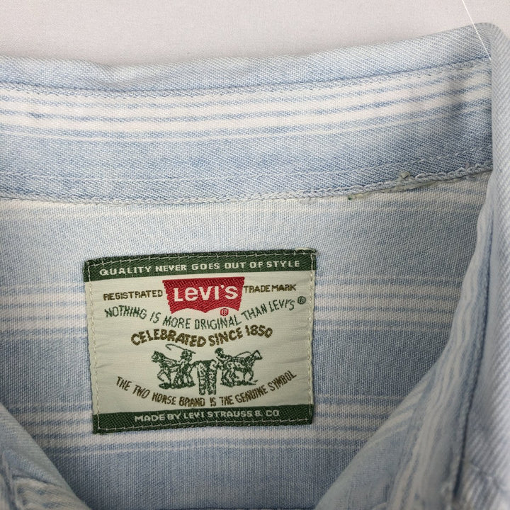Levi's Stripe Pattern Long-Sleeve Denim Shirt, Men's Size XL (approx.) unclear white type Vintage Second Hand