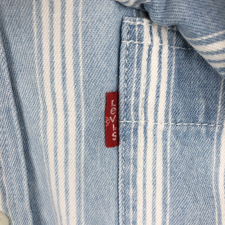 Levi's Stripe Pattern Long-Sleeve Denim Shirt, Men's Size XL (approx.) unclear white type Vintage Second Hand