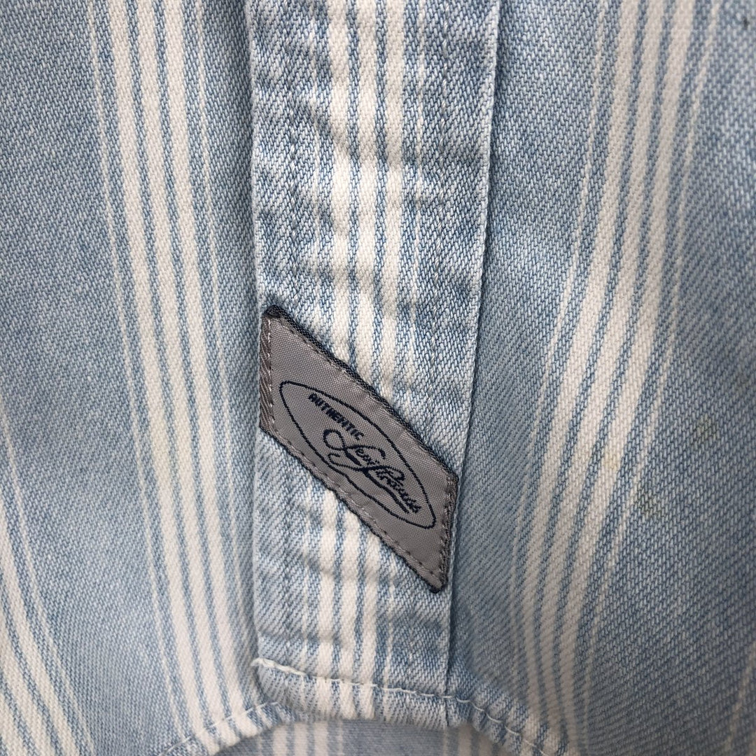 Levi's Stripe Pattern Long-Sleeve Denim Shirt, Men's Size XL (approx.) unclear white type Vintage Second Hand