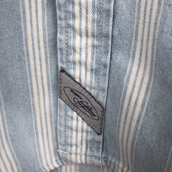 Levi's Stripe Pattern Long-Sleeve Denim Shirt, Men's Size XL (approx.) unclear white type Vintage Second Hand