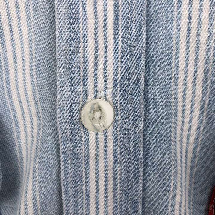 Levi's Stripe Pattern Long-Sleeve Denim Shirt, Men's Size XL (approx.) unclear white type Vintage Second Hand