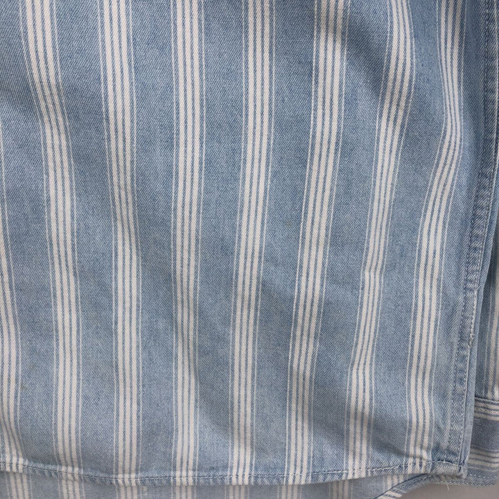 Levi's Stripe Pattern Long-Sleeve Denim Shirt, Men's Size XL (approx.) unclear white type Vintage Second Hand