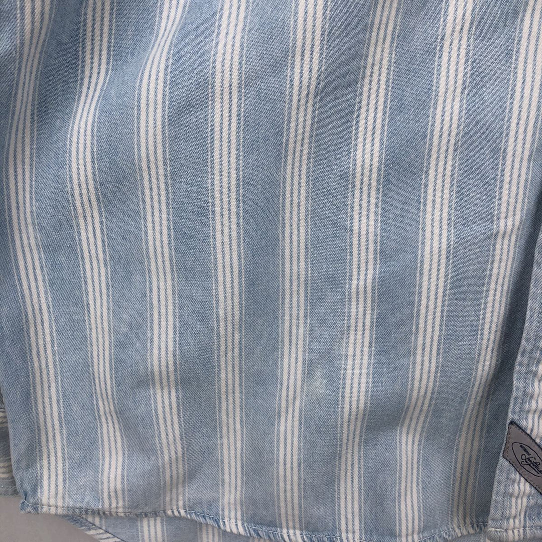 Levi's Stripe Pattern Long-Sleeve Denim Shirt, Men's Size XL (approx.) unclear white type Vintage Second Hand