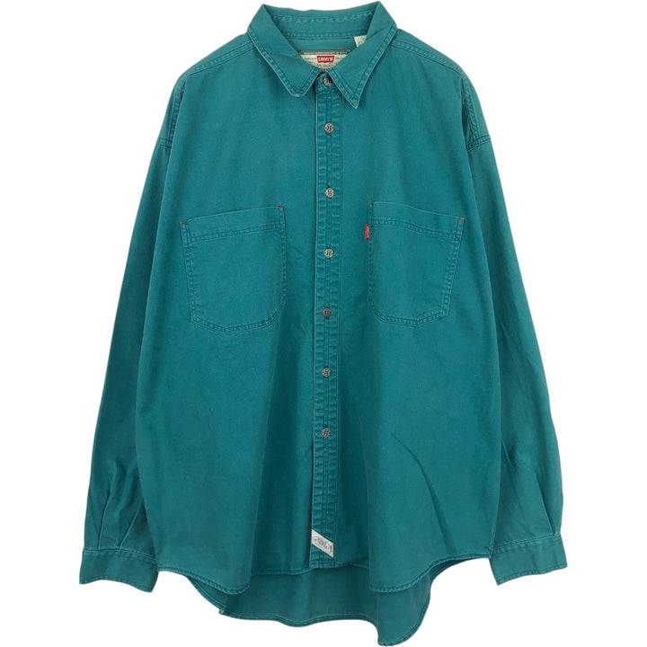 Levi's long sleeve denim shirt, men's size XL cotton turquoise blue Vintage Second Hand