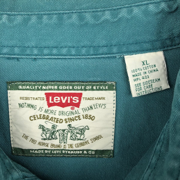 Levi's long sleeve denim shirt, men's size XL cotton turquoise blue Vintage Second Hand