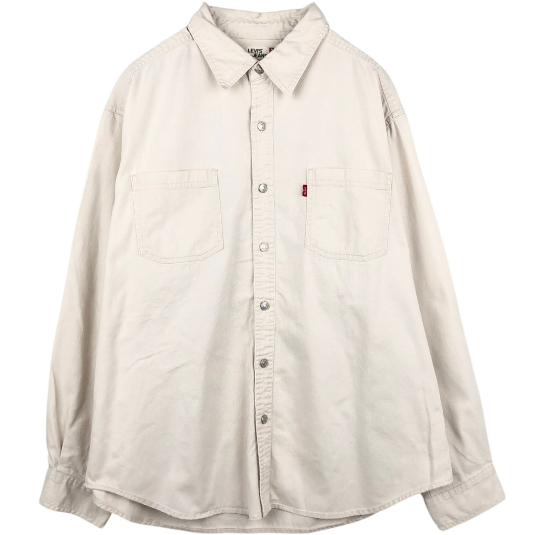 90s-00'S Levi's JEANS Long-Sleeve White Denim Shirt, Men's Size XL (Equivalent), Vintage cotton white type Vintage Second Hand