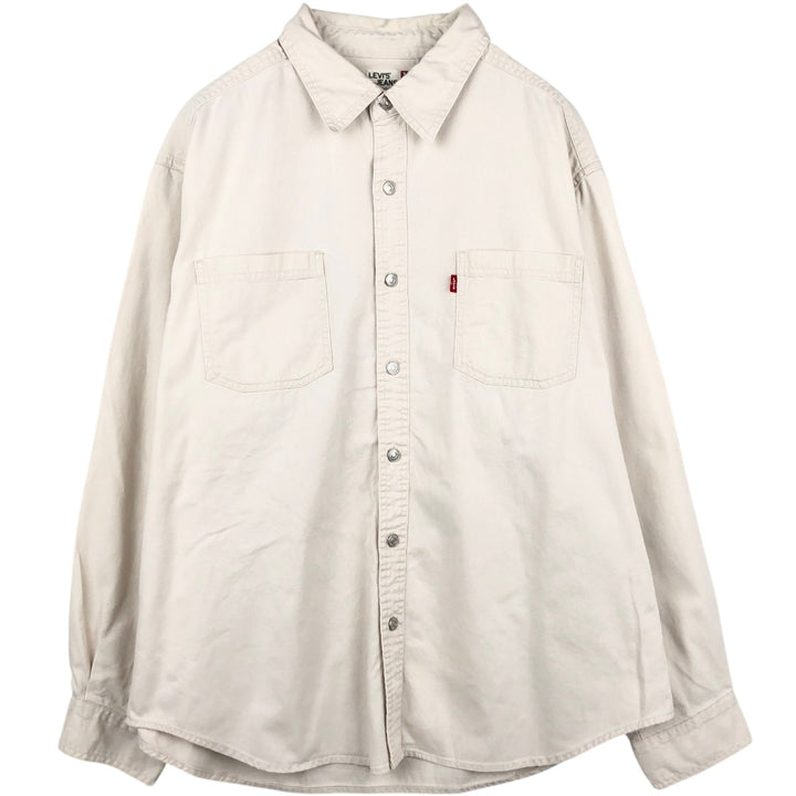 90s-00'S Levi's JEANS Long-Sleeve White Denim Shirt, Men's Size XL (Equivalent), Vintage cotton white type Vintage Second Hand