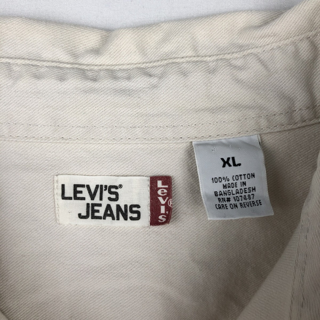 90s-00'S Levi's JEANS Long-Sleeve White Denim Shirt, Men's Size XL (Equivalent), Vintage cotton white type Vintage Second Hand