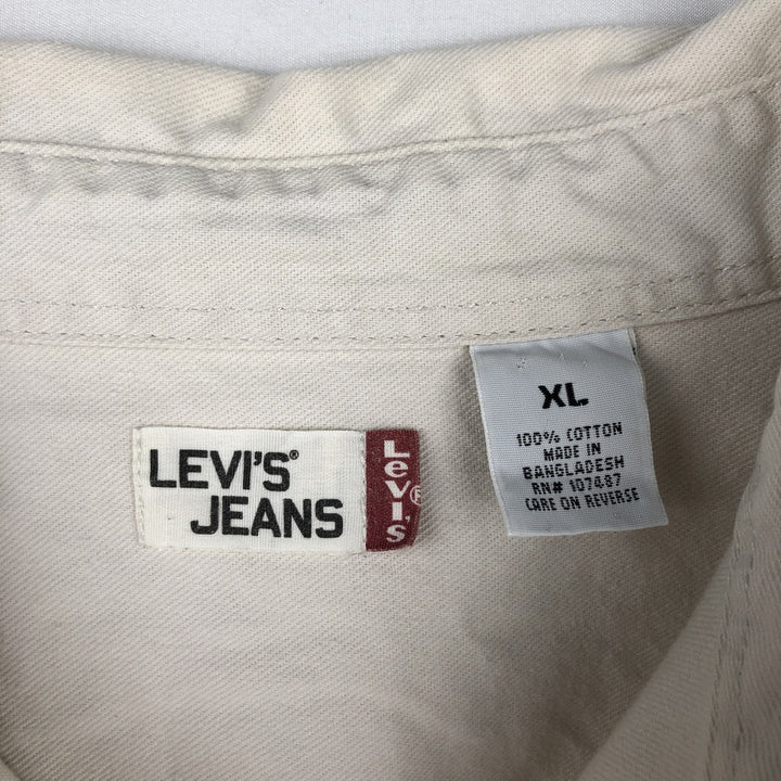 90s-00'S Levi's JEANS Long-Sleeve White Denim Shirt, Men's Size XL (Equivalent), Vintage cotton white type Vintage Second Hand