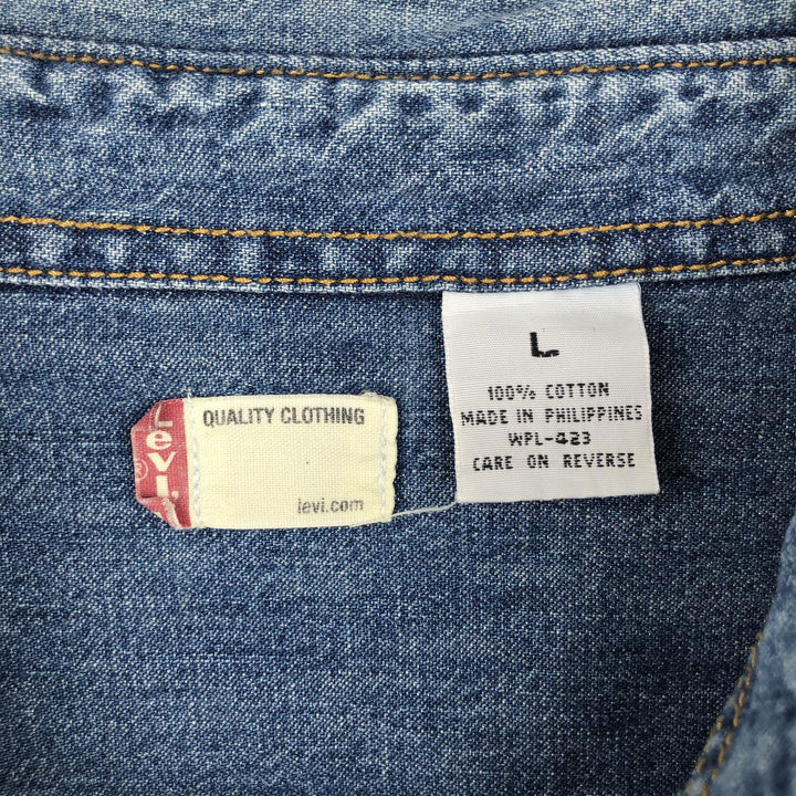 90s-00'S Levi's long-sleeved denim shirt, men's size L equivalent, vintage. cotton Indigo Vintage Second Hand