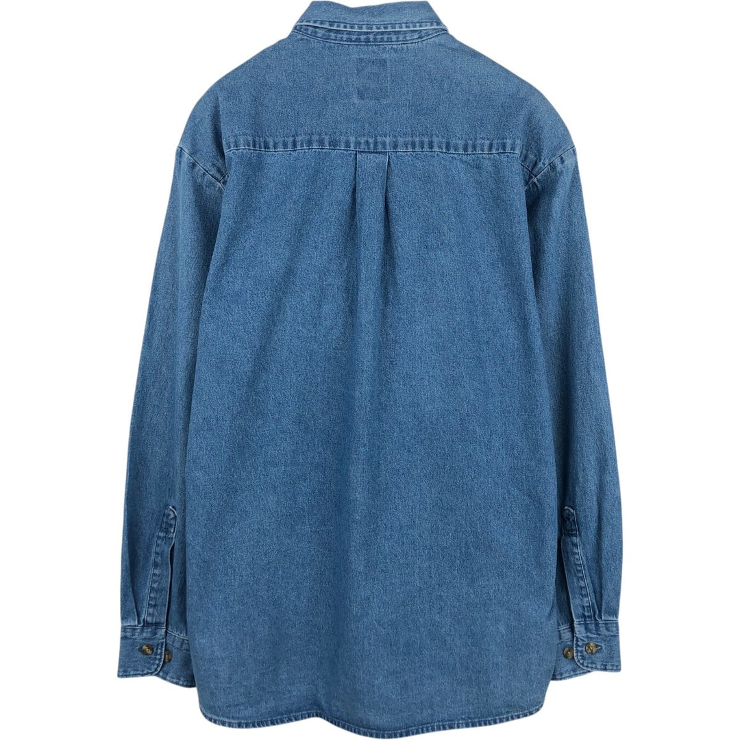Dickies Long Sleeve Button Down Denim Shirt, Men's Size L cotton blue type Vintage Second Hand