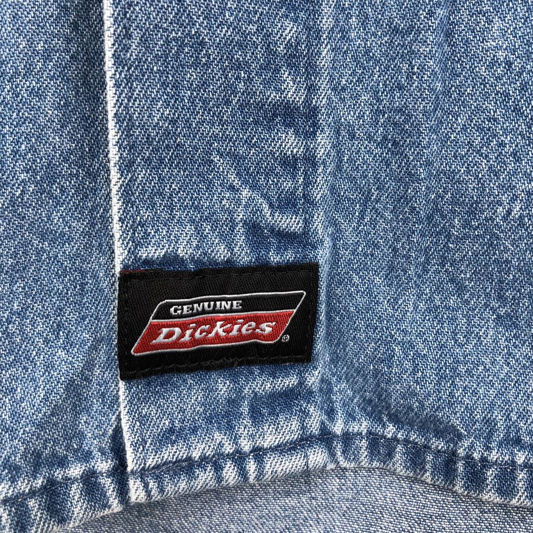 Dickies Long Sleeve Button Down Denim Shirt, Men's Size L cotton blue type Vintage Second Hand