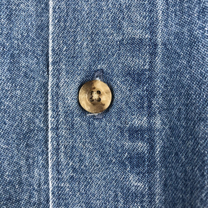 Dickies Long Sleeve Button Down Denim Shirt, Men's Size L cotton blue type Vintage Second Hand