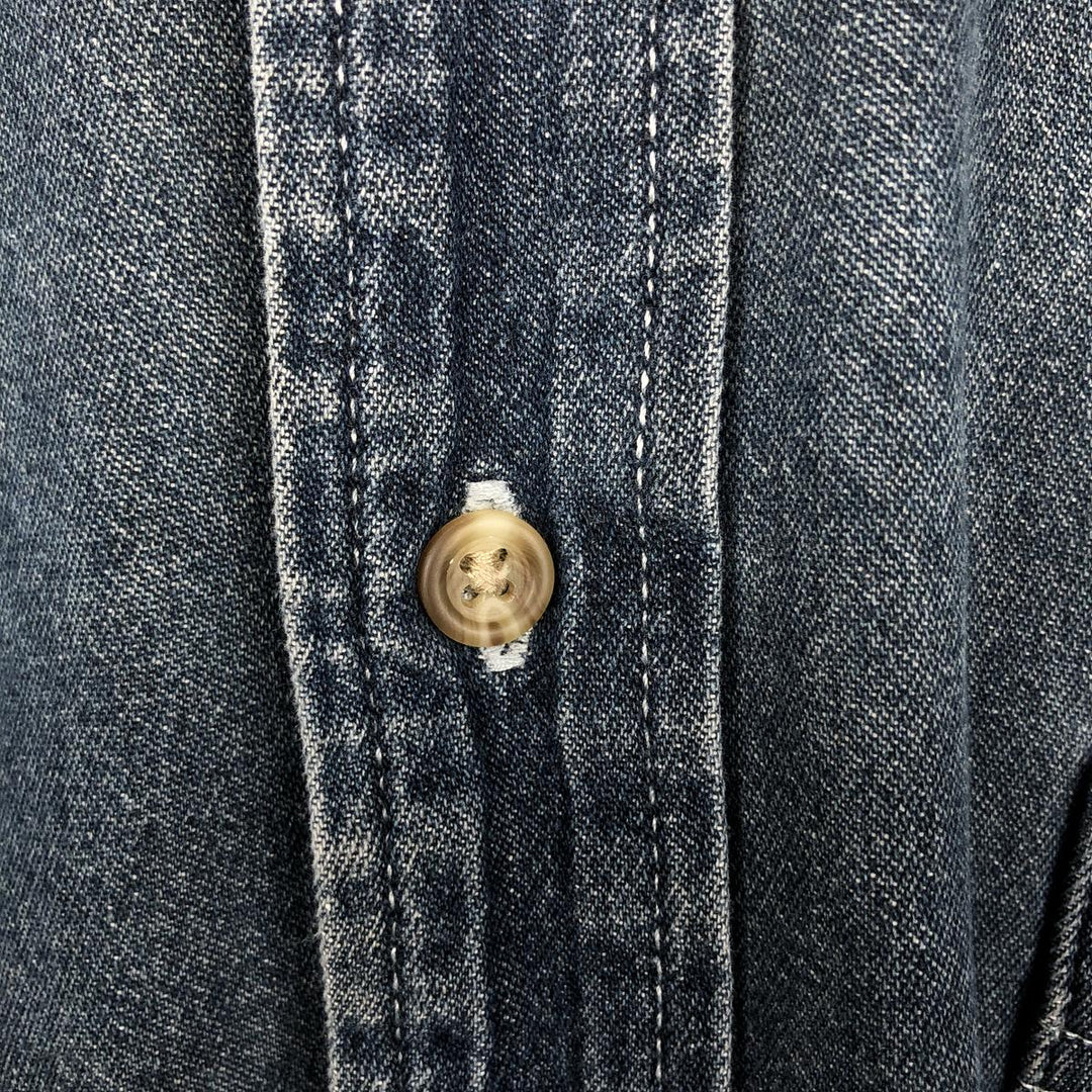 Eddie Bauer long-sleeved button-down denim shirt, men's size XL cotton Indigo Vintage Second Hand