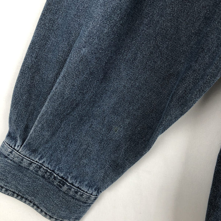 Eddie Bauer long-sleeved button-down denim shirt, men's size XL cotton Indigo Vintage Second Hand