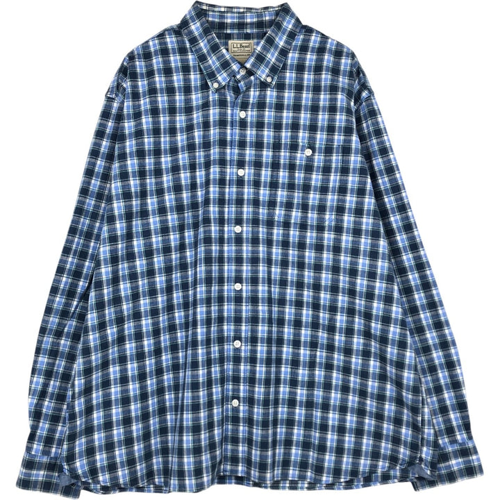 90s-00'S L.L.Bean Traditional Fit Long-Sleeve Button-Down Check Shirt, Men's Size XL (approx.) cotton blue type Vintage Second Hand