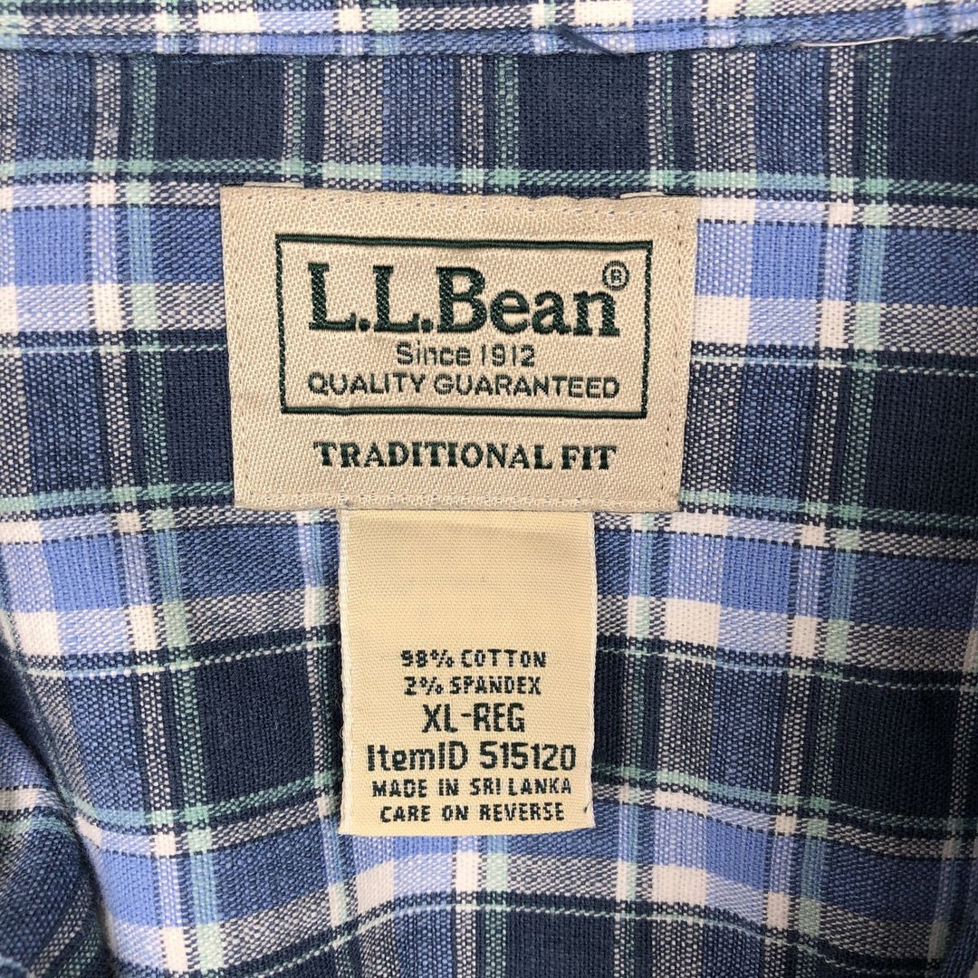 90s-00'S L.L.Bean Traditional Fit Long-Sleeve Button-Down Check Shirt, Men's Size XL (approx.) cotton blue type Vintage Second Hand