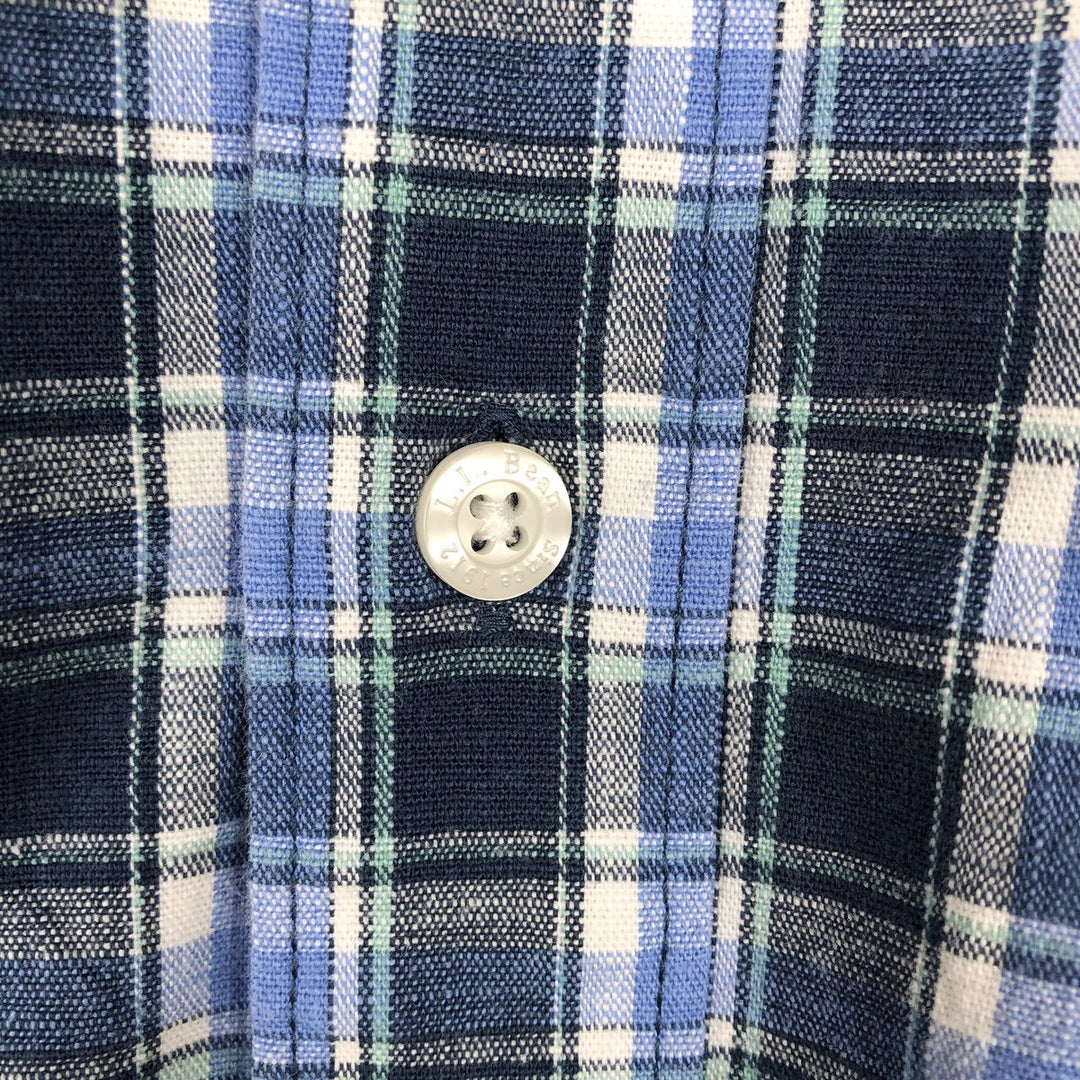 90s-00'S L.L.Bean Traditional Fit Long-Sleeve Button-Down Check Shirt, Men's Size XL (approx.) cotton blue type Vintage Second Hand