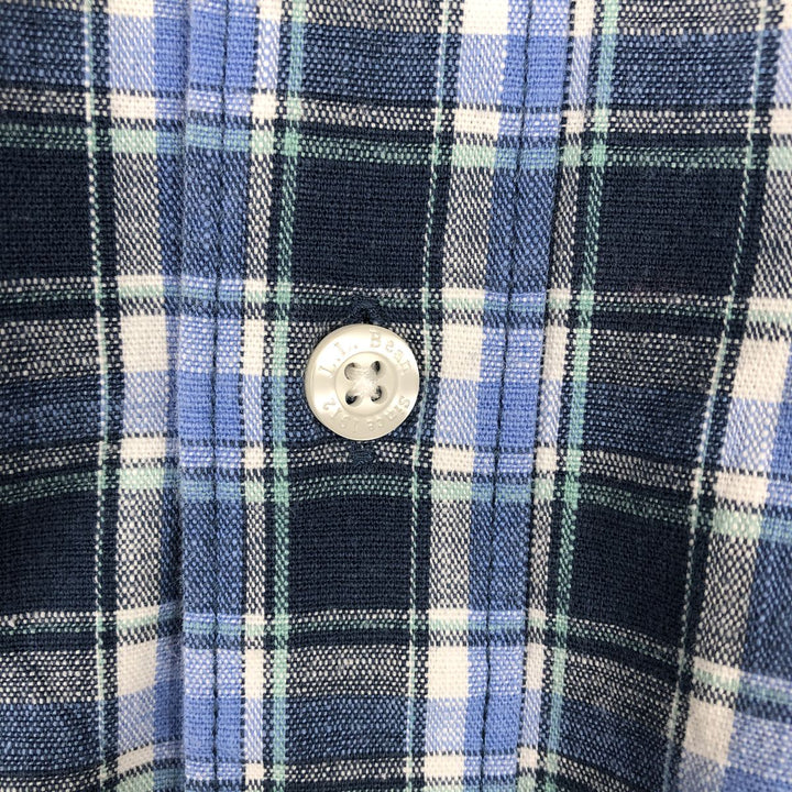 90s-00'S L.L.Bean Traditional Fit Long-Sleeve Button-Down Check Shirt, Men's Size XL (approx.) cotton blue type Vintage Second Hand