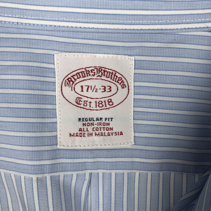 Brooks Brothers Est.1818 Wide Collar Long Sleeve Cotton Stripe Shirt, Men's Size XL (approx.) cotton Blue type light blue Vintage Second Hand