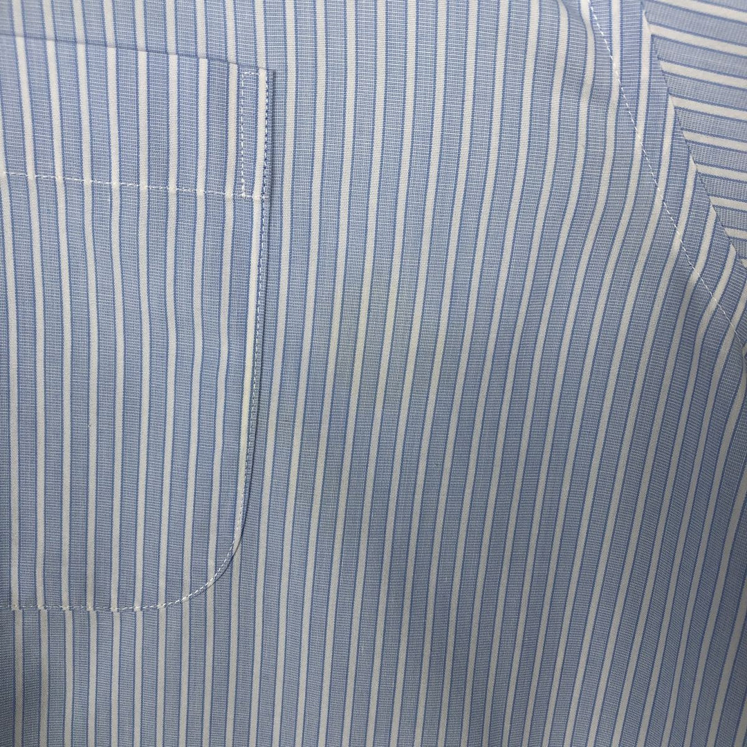 Brooks Brothers Est.1818 Wide Collar Long Sleeve Cotton Stripe Shirt, Men's Size XL (approx.) cotton Blue type light blue Vintage Second Hand