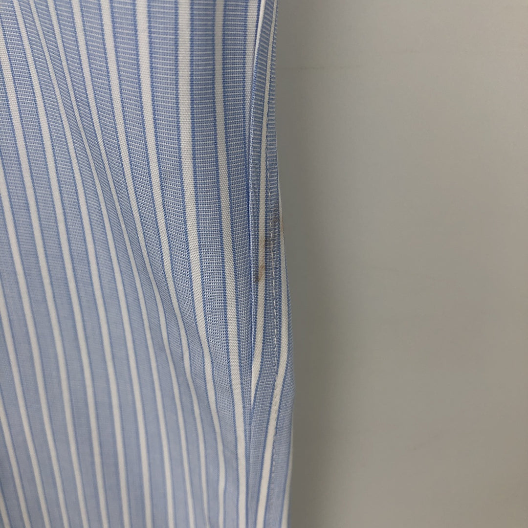 Brooks Brothers Est.1818 Wide Collar Long Sleeve Cotton Stripe Shirt, Men's Size XL (approx.) cotton Blue type light blue Vintage Second Hand
