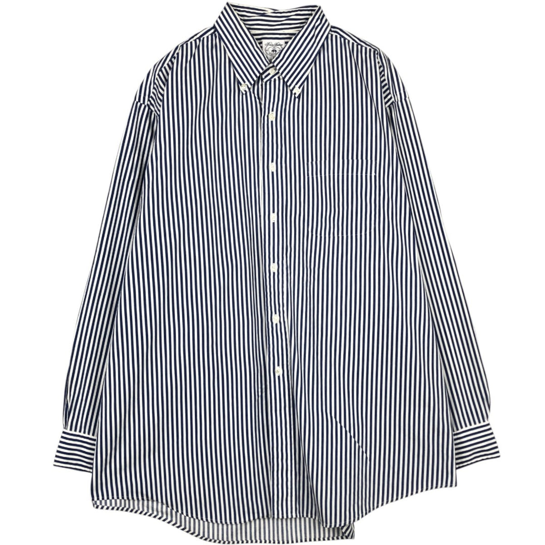 Brooks Brothers Est.1818 Sport Shirt, Long Sleeve Button-Down Striped Shirt, Men's Size XL (approx.) cotton white type Vintage Second Hand