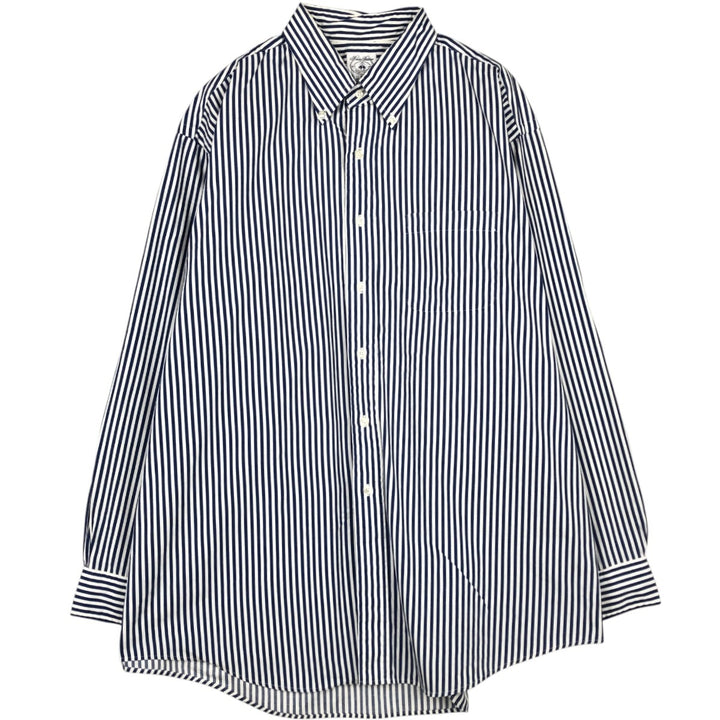 Brooks Brothers Est.1818 Sport Shirt, Long Sleeve Button-Down Striped Shirt, Men's Size XL (approx.) cotton white type Vintage Second Hand