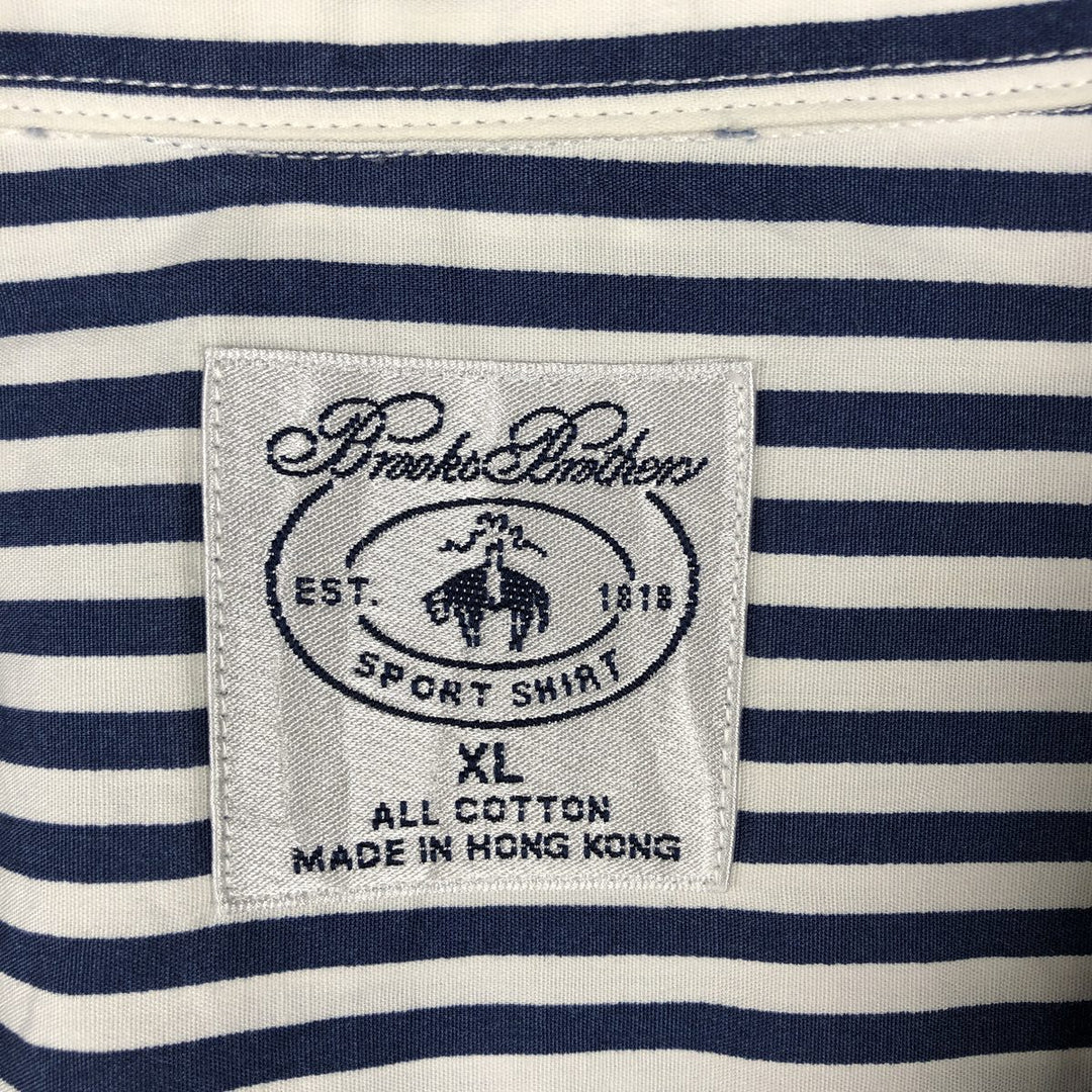 Brooks Brothers Est.1818 Sport Shirt, Long Sleeve Button-Down Striped Shirt, Men's Size XL (approx.) cotton white type Vintage Second Hand