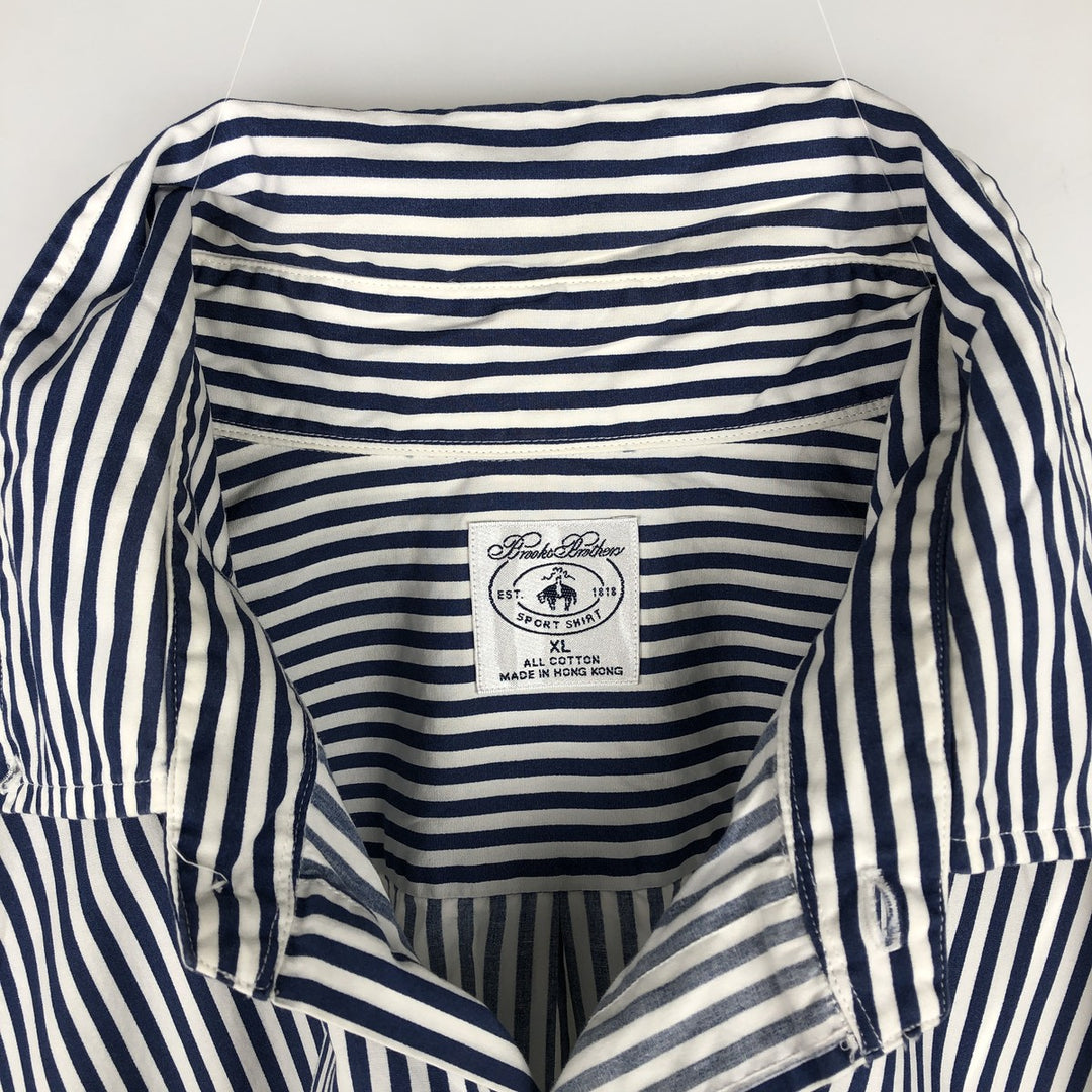 Brooks Brothers Est.1818 Sport Shirt, Long Sleeve Button-Down Striped Shirt, Men's Size XL (approx.) cotton white type Vintage Second Hand