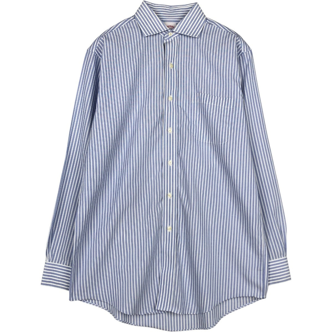 Brooks Brothers 346 Wide Collar Long Sleeve Cotton Striped Shirt, Men's Size L cotton blue type Vintage Second Hand