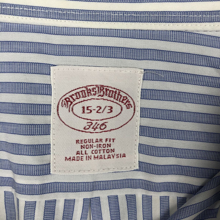 Brooks Brothers 346 Wide Collar Long Sleeve Cotton Striped Shirt, Men's Size L cotton blue type Vintage Second Hand