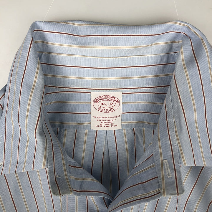 Brooks Brothers Est.1818 Long Sleeve Button-Down Striped Shirt, Men's XL cotton Blue type light blue Vintage Second Hand