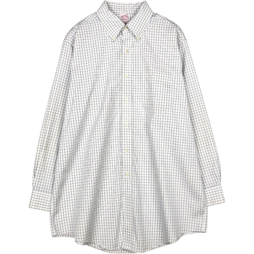 Brooks Brothers Est.1818 Long Sleeve Button-Down Check Shirt, Men's XL cotton white type Vintage Second Hand