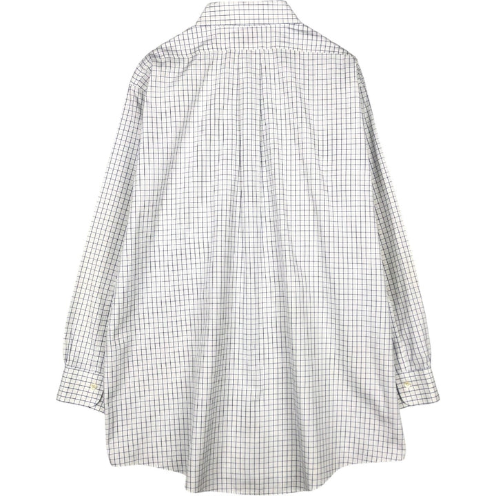 Brooks Brothers Est.1818 Long Sleeve Button-Down Check Shirt, Men's XL cotton white type Vintage Second Hand