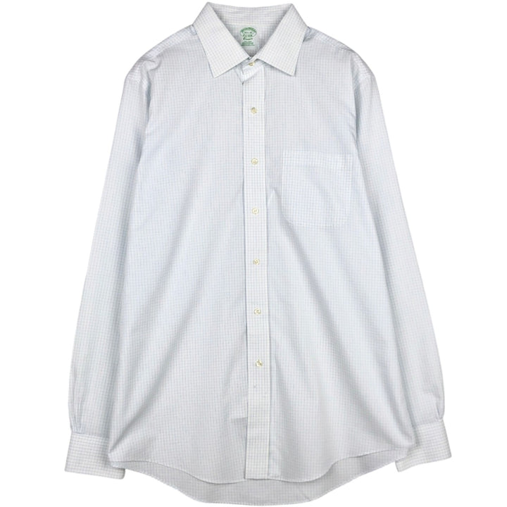 Brooks Brothers Est.1818 Classic Wide Collar Long Sleeve Button-Down Check Shirt, Men's Size L (approx.) Supima Cotton white type Vintage Second Hand