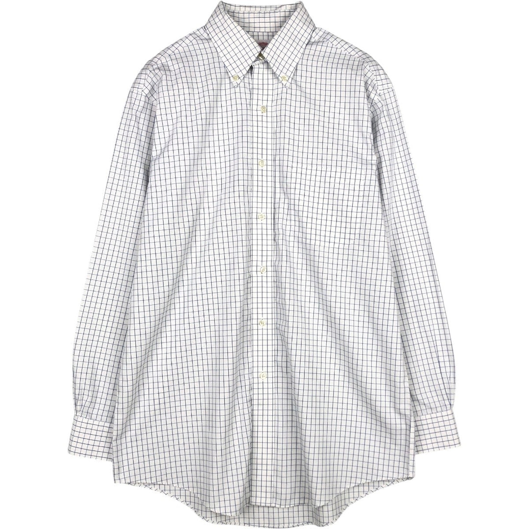Brooks Brothers 346 Long Sleeve Button-Down Check Shirt, Men's Size L cotton white type Vintage Second Hand