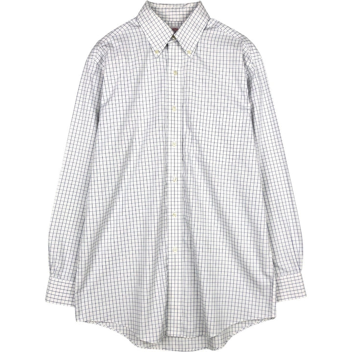Brooks Brothers 346 Long Sleeve Button-Down Check Shirt, Men's Size L cotton white type Vintage Second Hand