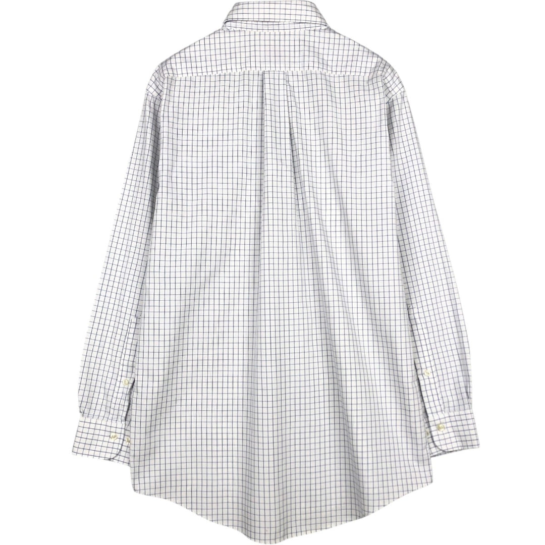 Brooks Brothers 346 Long Sleeve Button-Down Check Shirt, Men's Size L cotton white type Vintage Second Hand